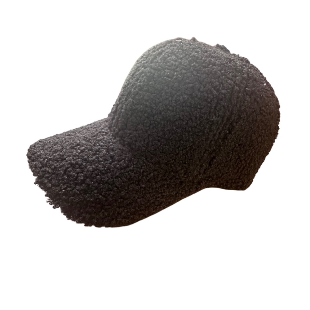 NEW Boutique Black Teddy Sherpa Fleece Baseball Cap Hat Women One Size